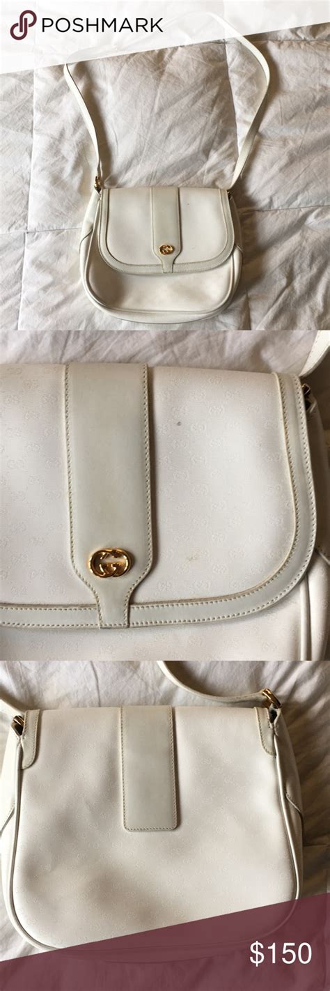 white purse gucci|vintage Gucci white shoulder bag.